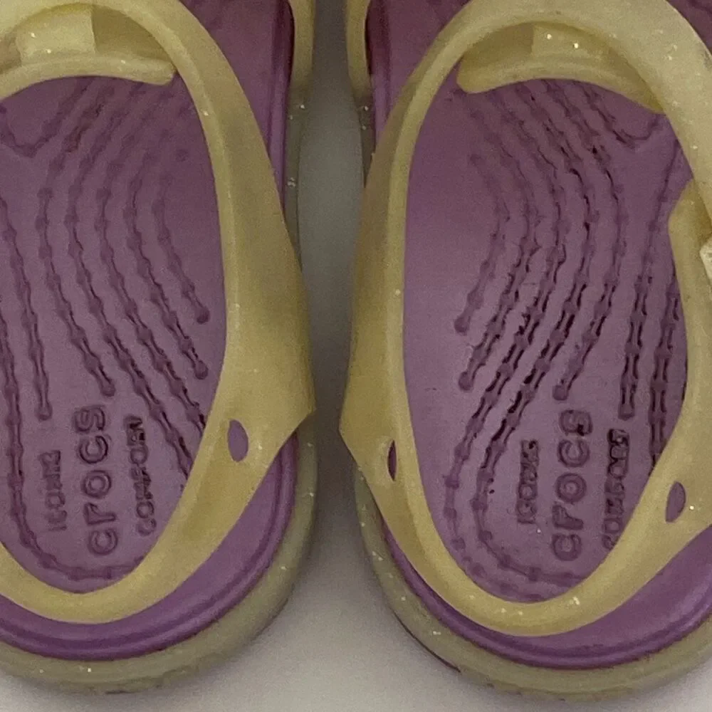Crocs Girls Cream‎ Purple Isabella Glitter Jelly Comfort Sandals Size 5